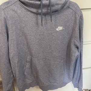 NIKE womens funnel neck hoodie. size-L . color - grayish/blue